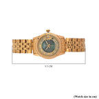 Designer Inspired - GENOA TIME V2 Japan Movt. Green Sunshine Literal Crystal Studded Dial 3 ATM WR Watch with Yellow Gold Stainless Steel Chain Strap