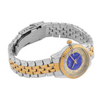 Designer Inspired - GENOA TIME V2 Japan Movt. Blue Sunshine Literal Crystal Studded Dial 3 ATM WR Watch with Stainless Steel Chain Strap in Dual Tone