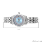 Designer Inspired- GENOA TIME V2 Japan Movt. Blue Sunshine Literal Crystal Studded Dial 3 ATM WR Watch with Stainless Steel Chain Strap
