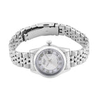 Designer Inspired-GENOA TIME V2 Japan Movt. White Sunshine Literal Crystal Studded Dial 3 ATM WR Watch with Stainless Steel Chain Strap