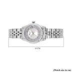 Designer Inspired-GENOA TIME V2 Japan Movt. White Sunshine Literal Crystal Studded Dial 3 ATM WR Watch with Stainless Steel Chain Strap