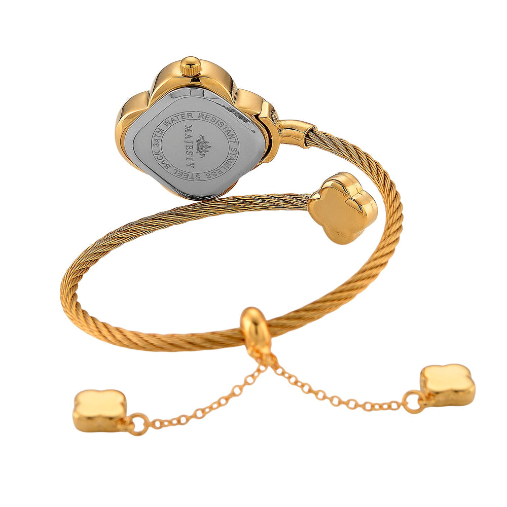 MAJESTY Japan Movement 3ATM Clover Design Sunshine dial Watch - Gold Tone