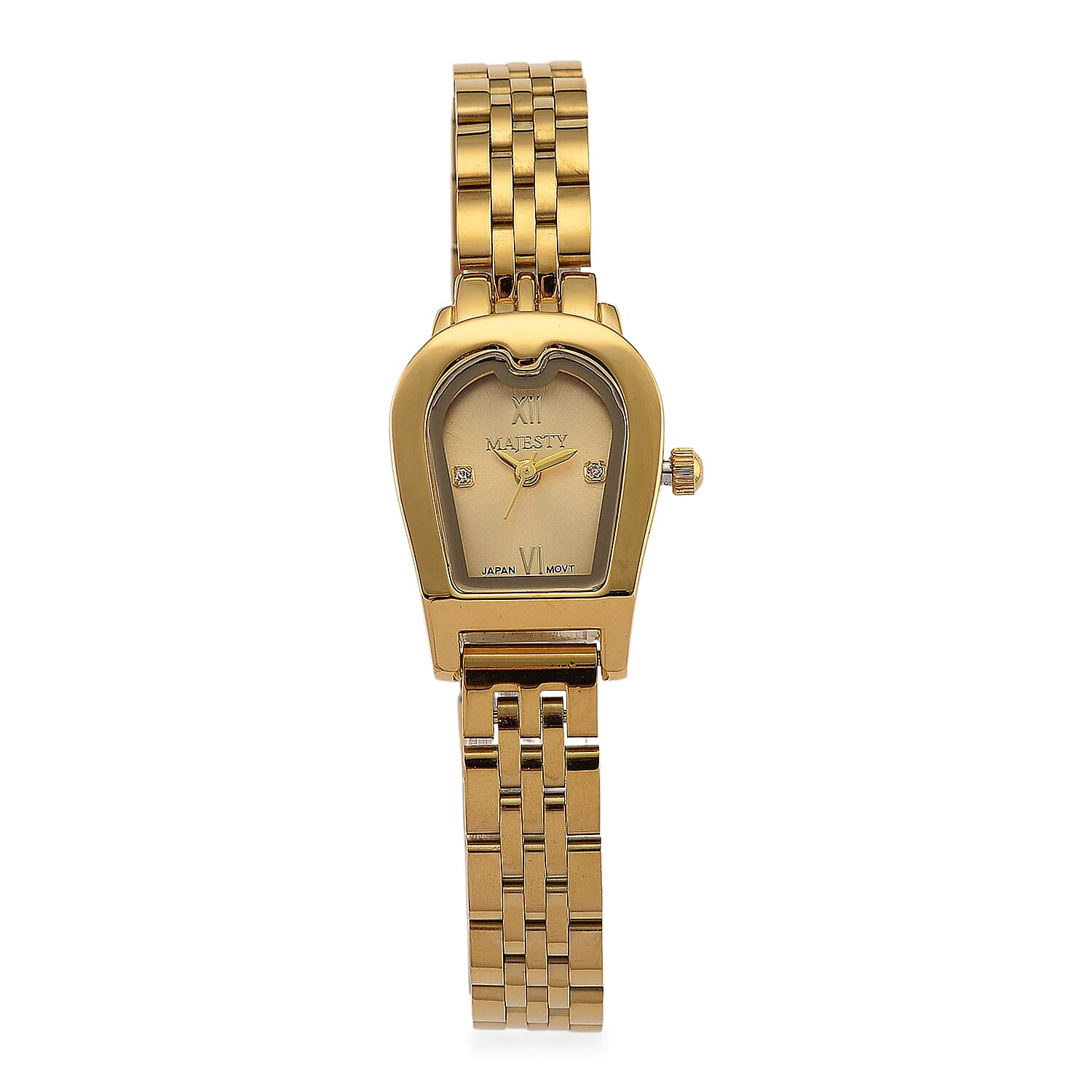 MAJESTY Quartz 7T35 Japan Movement 3ATM WR Gold Sunshine - Crystal Dial - Gold Case Ladies Watch with Gold Stainless Steel Strap
