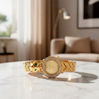 LOWEST EVER-MAJESTY Japan Movement 3ATM Crystal Studded Leopard Design  Watch - Gold