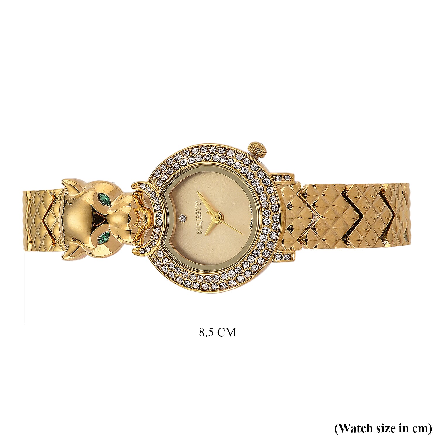 LOWEST EVER-MAJESTY Japan Movement 3ATM Crystal Studded Leopard Design  Watch - Gold