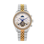 MAJESTY Triumph Multifunctional Automatic Movement Crystal Studded 3ATM Day and night element Two Tone Strap Watch - gold