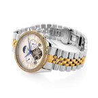 MAJESTY Triumph Multifunctional Automatic Movement Crystal Studded 3ATM Day and night element Two Tone Strap Watch - gold
