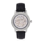 Designer Inspired - GENOA TIME V2-Automatic Movement with  Crystal & Leather strap- Black