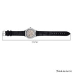 Designer Inspired - GENOA TIME V2-Automatic Movement with  Crystal & Leather strap- Black
