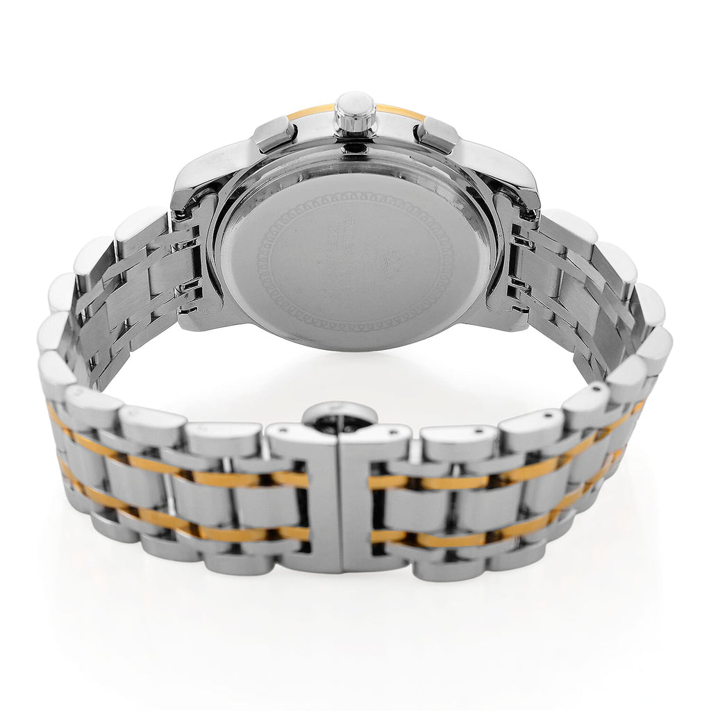 MAJESTY ELITE EDITION - MAJESTY Multifunctional Quartz LD53 WR White Day and night Dial Indicator - Two-Tone Case Mens Watch with Two-Tone Stainless Steel Strap