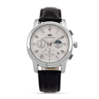 MAJESTY ELITE EDITION - Multifunctional Quartz Movement LD53 WR Day and night Dial - Silver Case Mens Watch with Leather Strap