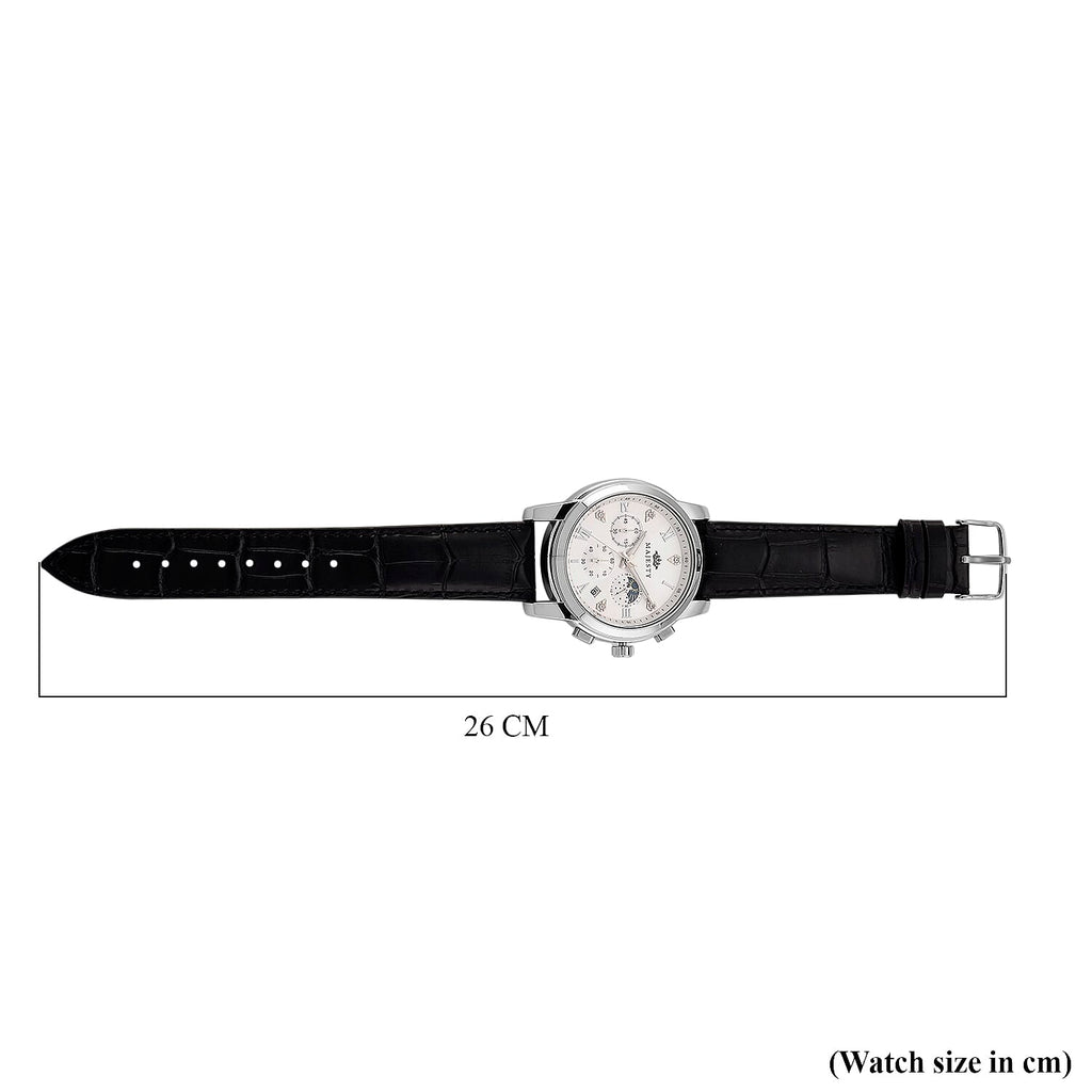 MAJESTY ELITE EDITION - Multifunctional Quartz Movement LD53 WR Day and night Dial - Silver Case Mens Watch with Leather Strap