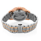 MAJESTY Multifunctional Automatic 3ATM WR Black Hollow - Day and Night Indicator Dial - Two-Tone Silver-Rose Case Mens Watch with Two-Tone Stainless Steel Strap