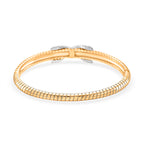 Designer Inspired- White Cubic Zirconia Bangle (Size - 7.5) in White & Yellow Gold Tone