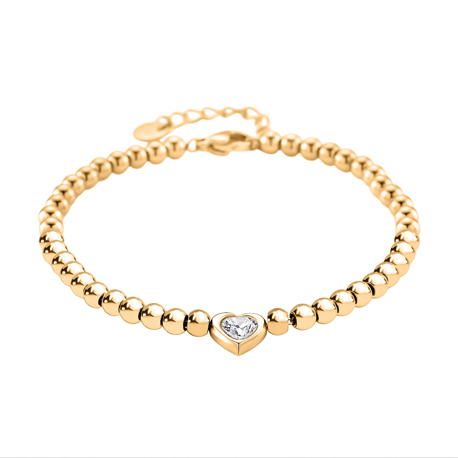 Designer Inspired Cubic Zirconia Bracelet (Size - 7.5 with Ext) in Yellow Tone