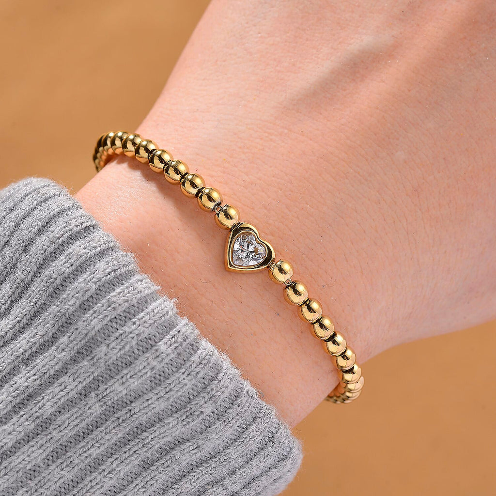 Designer Inspired Cubic Zirconia Bracelet (Size - 7.5 with Ext) in Yellow Tone