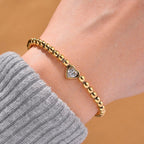 Designer Inspired Cubic Zirconia Bracelet (Size - 7.5 with Ext) in Yellow Tone