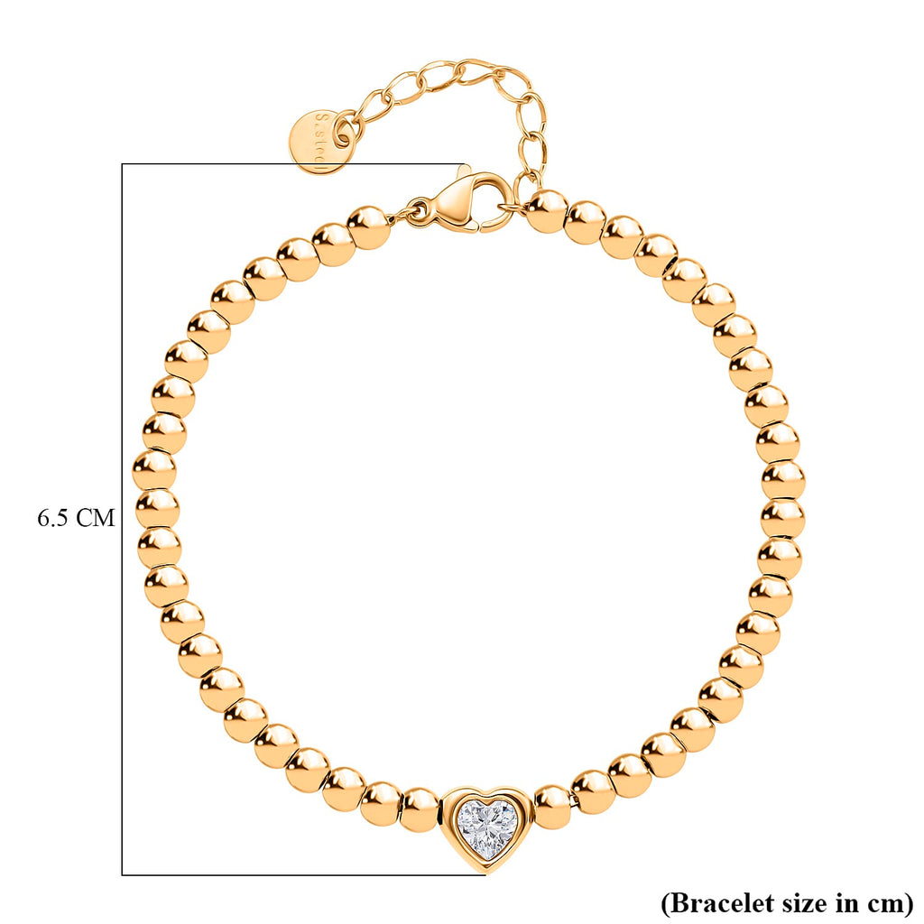 Designer Inspired Cubic Zirconia Bracelet (Size - 7.5 with Ext) in Yellow Tone