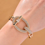 White Cubic Zirconia Bracelet (Size - 7.5) in Gold Colour Plating