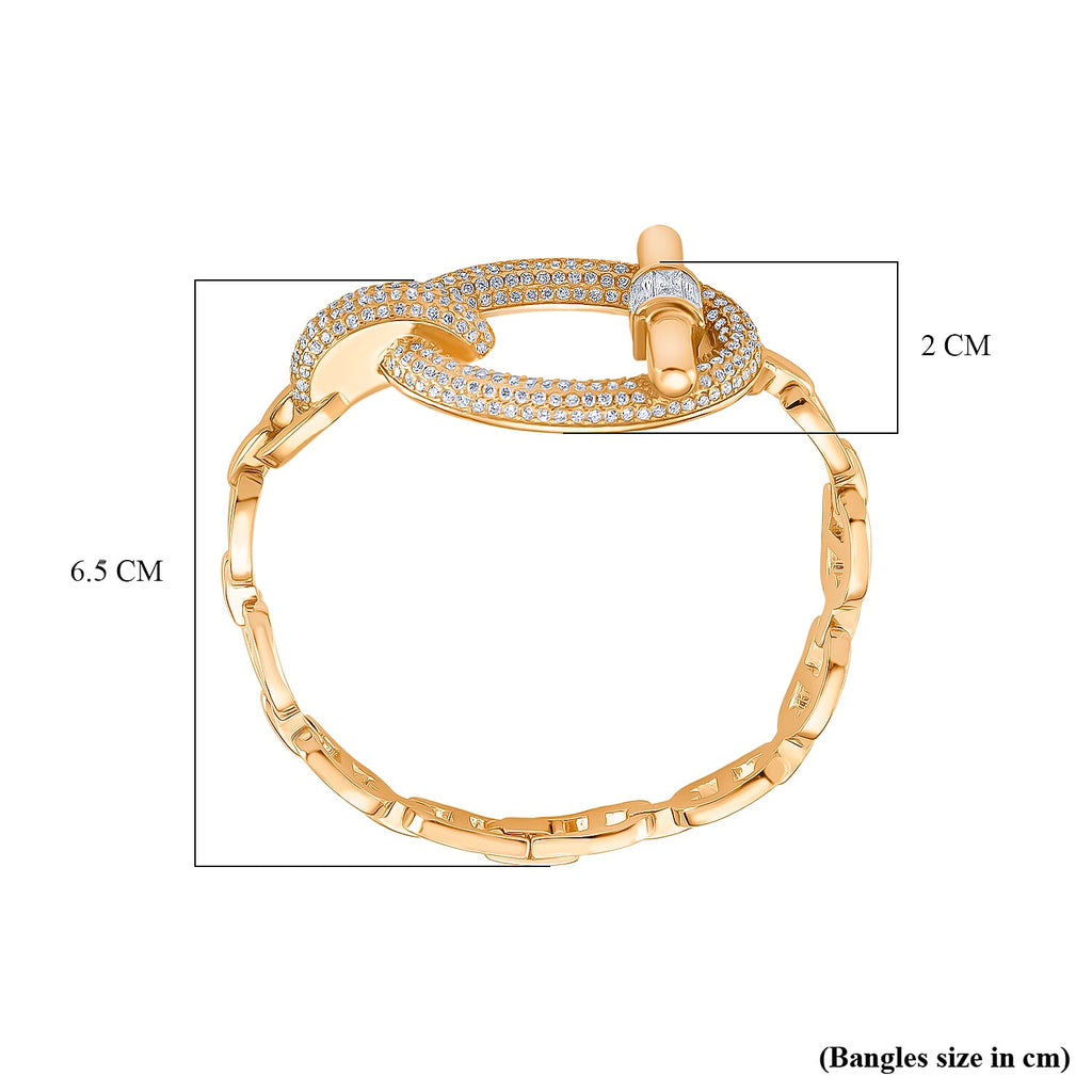 White Cubic Zirconia Bracelet (Size - 7.5) in Gold Colour Plating