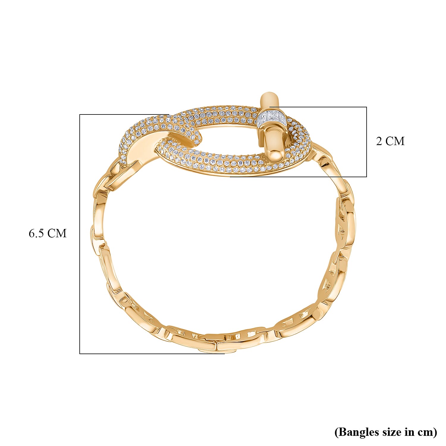 White Cubic Zirconia Bracelet (Size - 7.5) in Gold Colour Plating