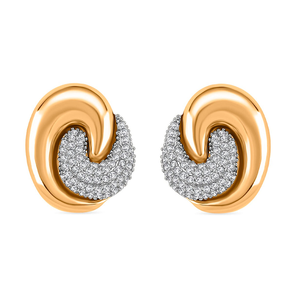 Designer Inspired- Two-Tone Swirl Stud Earring in Gold Plating