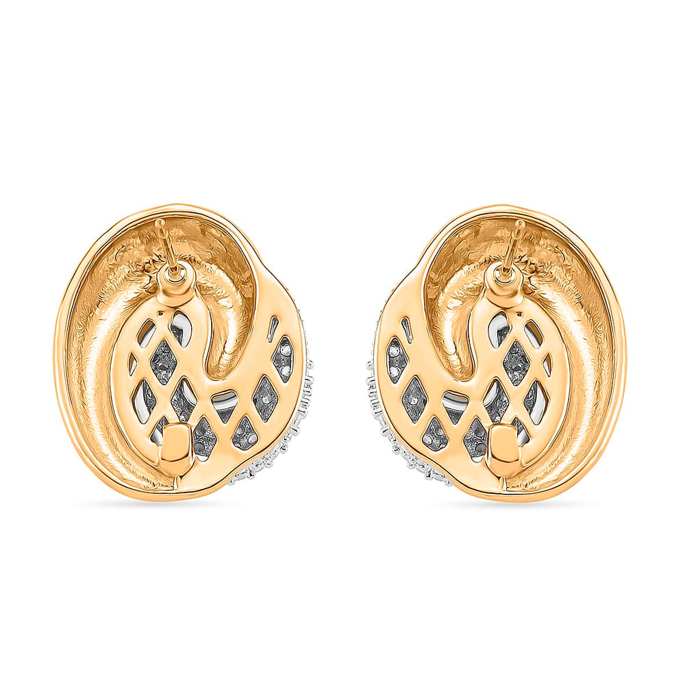 Designer Inspired- Two-Tone Swirl Stud Earring in Gold Plating