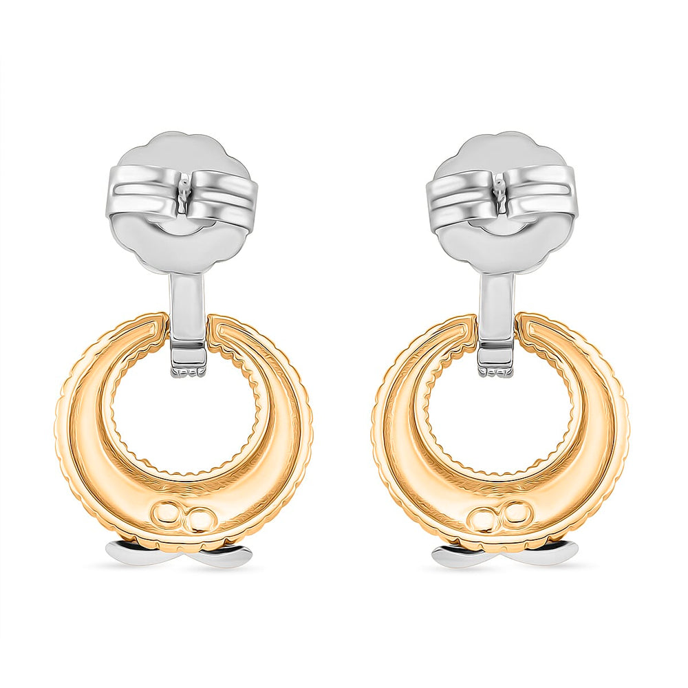 Designer Inspired- White Cubic Zirconia Earring with Push Back in White & Yellow Gold Tone