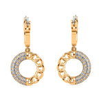 Cloeout Deal - White Cubic Zirconia Curb Earrings With Hoop Clasp