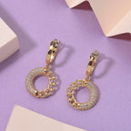 Cloeout Deal - White Cubic Zirconia Curb Earrings With Hoop Clasp