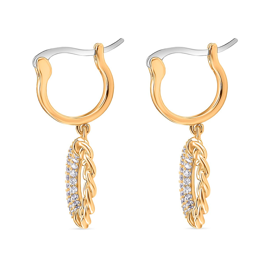 Cloeout Deal - White Cubic Zirconia Curb Earrings With Hoop Clasp