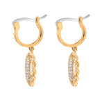 Cloeout Deal - White Cubic Zirconia Curb Earrings With Hoop Clasp