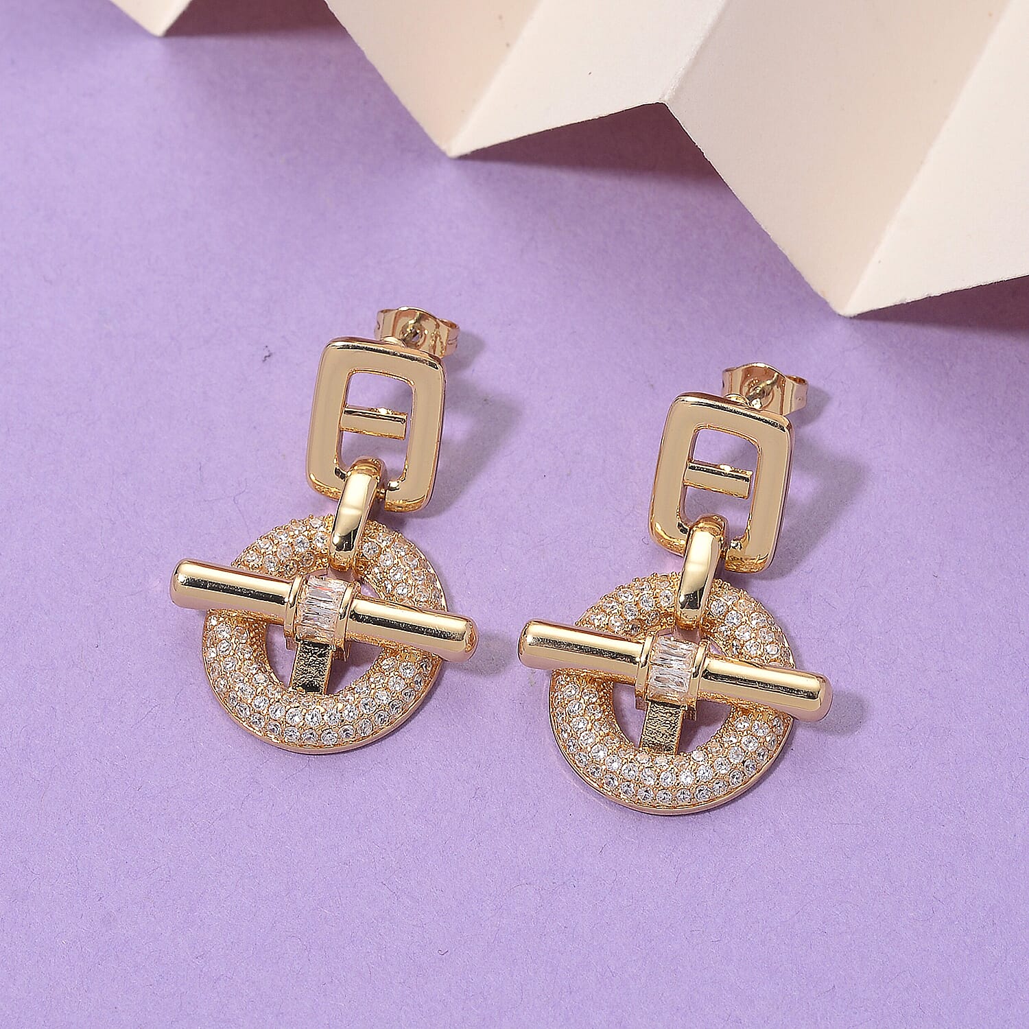 White Cubic Zirconia Earring with Push Back
