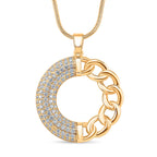 Cloeout Deal - White Cubic Zirconia Curb Pendant with Chain (Size - 20 - 2 Ext)