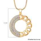 Cloeout Deal - White Cubic Zirconia Curb Pendant with Chain (Size - 20 - 2 Ext)