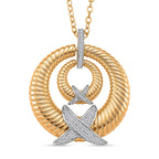 Designer Inspired- White Cubic Zirconia Pendant with Chain (Size 20-2 Ext) in White & Yellow Gold Tone