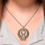 Designer Inspired- White Cubic Zirconia Pendant with Chain (Size 20-2 Ext) in White & Yellow Gold Tone