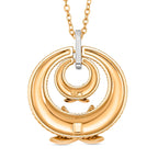 Designer Inspired- White Cubic Zirconia Pendant with Chain (Size 20-2 Ext) in White & Yellow Gold Tone