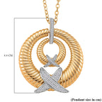 Designer Inspired- White Cubic Zirconia Pendant with Chain (Size 20-2 Ext) in White & Yellow Gold Tone