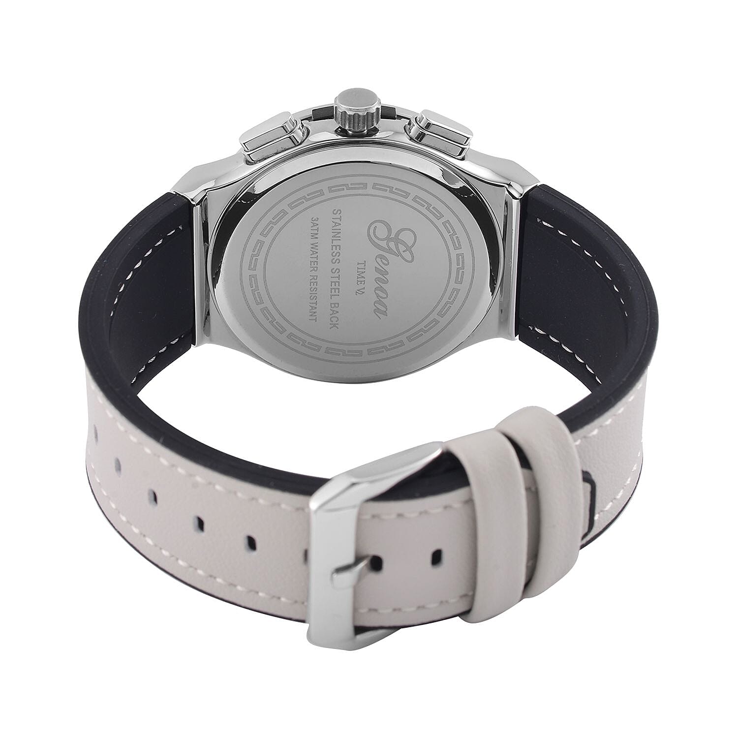 GENOA Time V2 Multifunction Movement Embellished with White CZ WR Watch in Silver Tone with Grey Silicone Strap