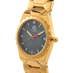 William Hunt Swiss Movt. Diamond Studded 5 ATM Water Resist. Ladies Watch with Green Dial and Yellow Gold Tone in stainless Steel