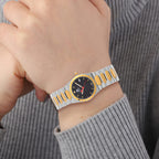 William Hunt Swiss Movement Diamond Studded Ladies Watch with Black Dial and Two Tone