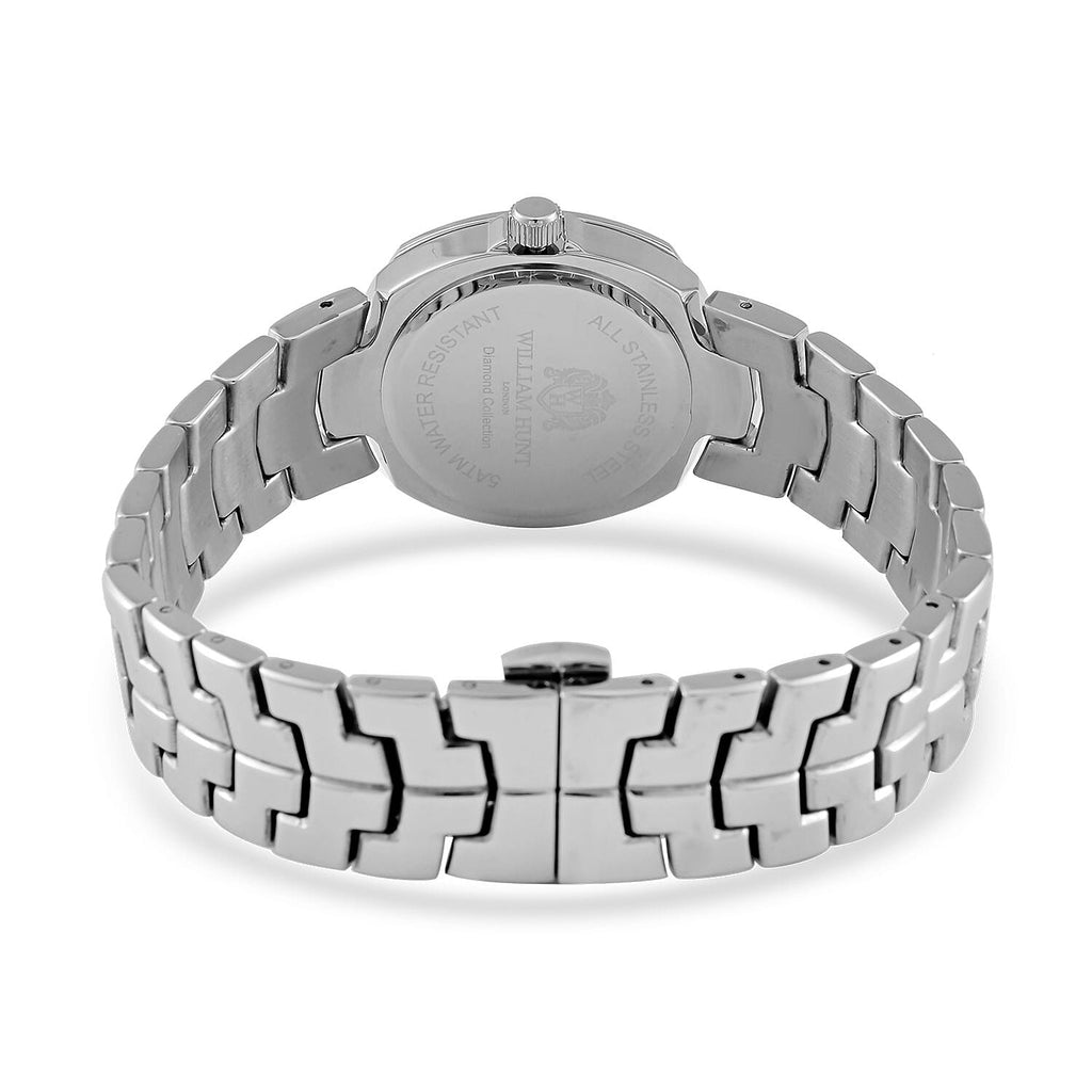 William Hunt - Champagne Diamond Studded Japan Movt. 5ATM WR Watch with Silver Tone Stainless Steel Chain Strap