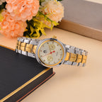William Hunt - Champagne Diamond Studded Japan Movt. 5ATM WR Watch with Dual Tone Stainless Steel Chain Strap