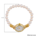 GENOA TIME V2 Miyota 2035 Japan Movt. Gold Plated White Dial 3 ATM WR Female Watch with White Freshwater Pearl Strap