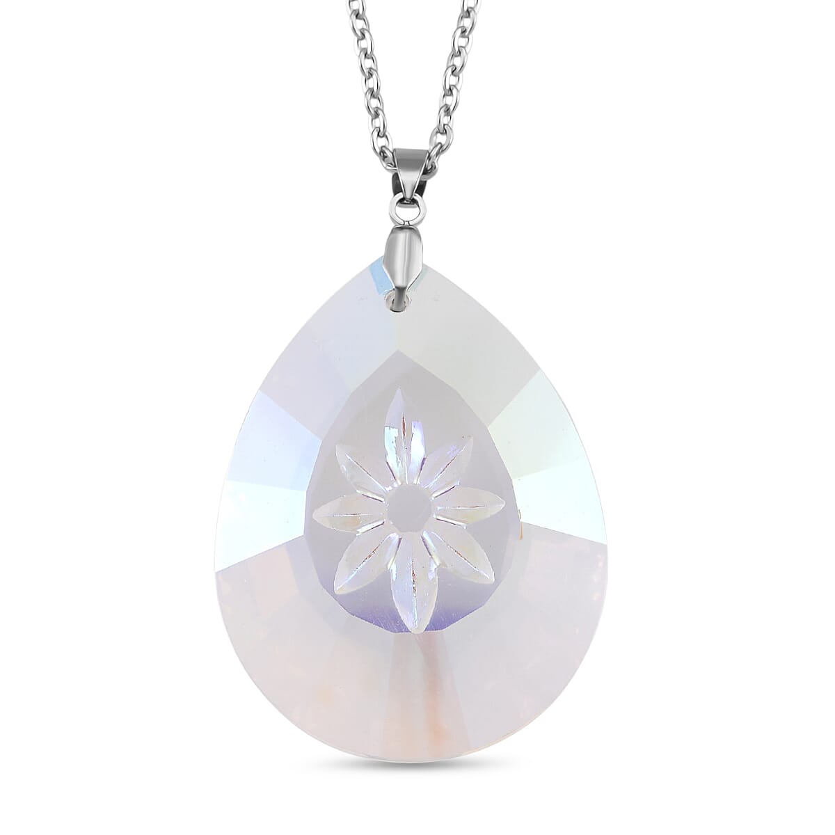 RC01-28 Pendant with Chain (Size 24) Pure White Stainless Steel