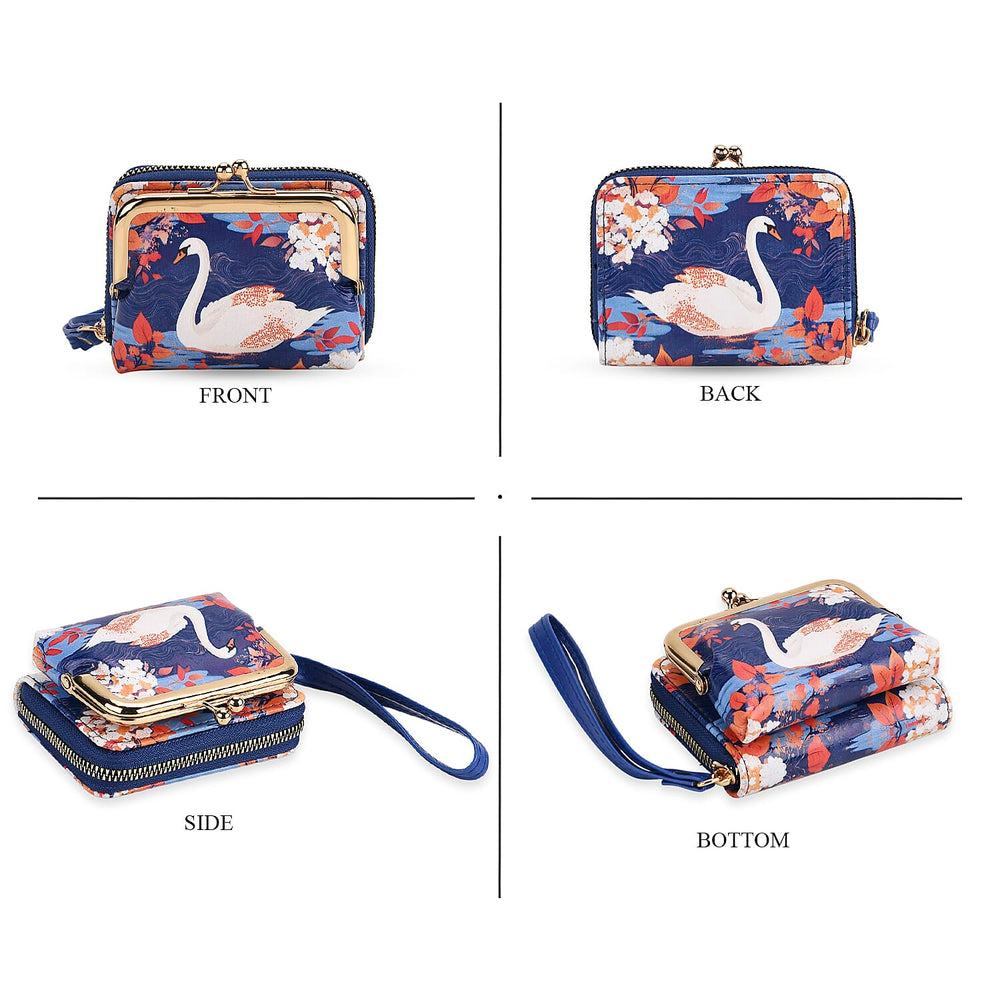 White Swan & Maple Leaf Print RFID Wallet