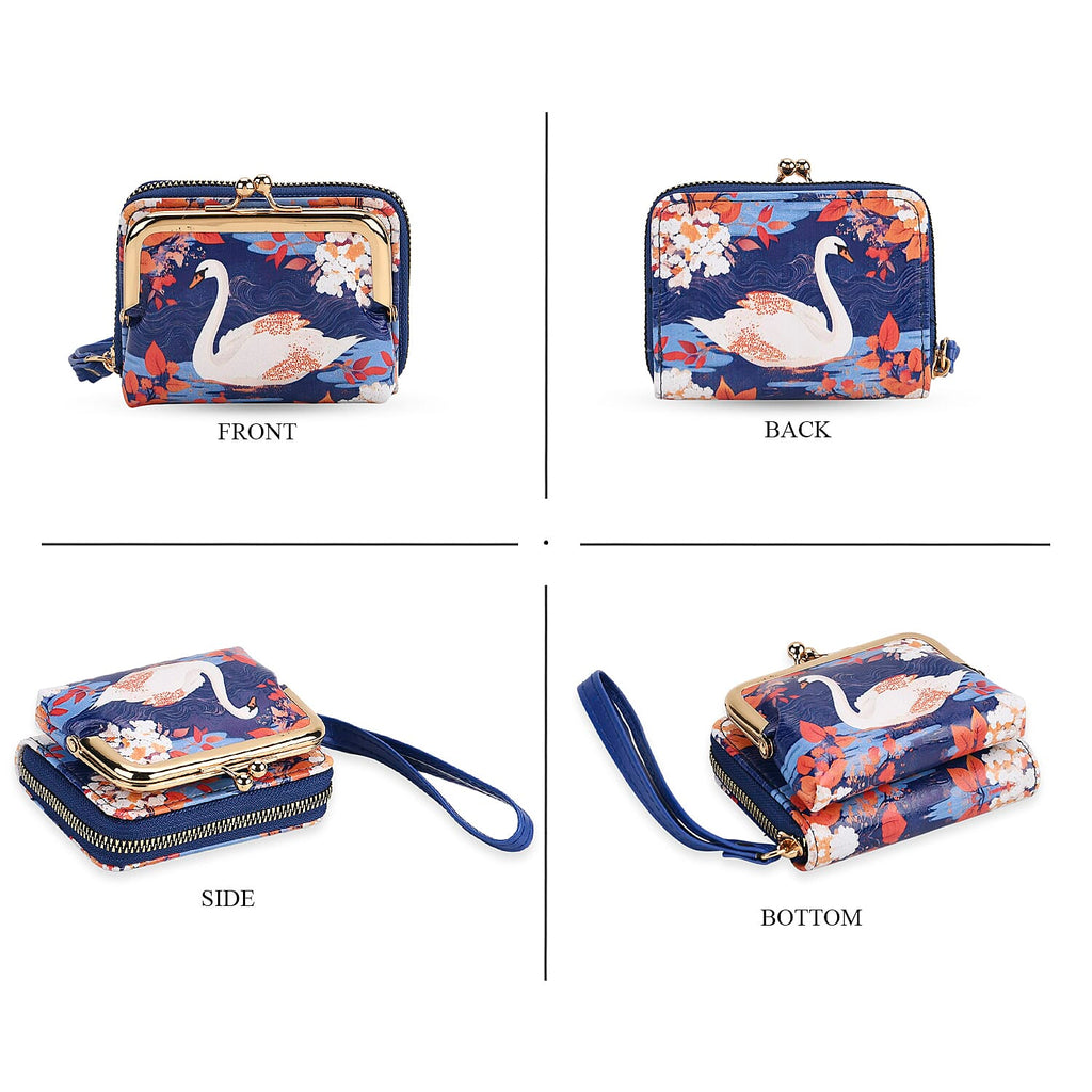 White Swan & Maple Leaf Print RFID Wallet
