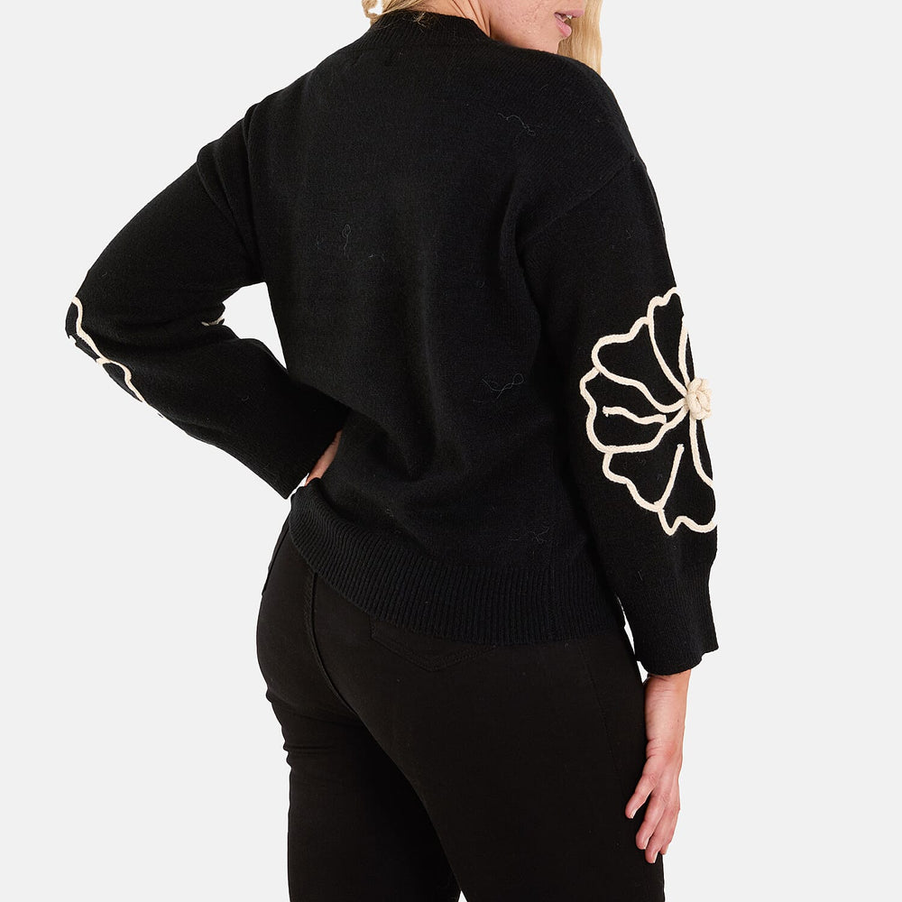 Wild Flower Embroidery Jumper (S-M) - Black