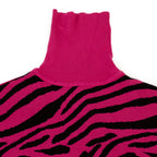 Wild Flower Women’s Zebra Print Roll Neck Poncho Jumper with Relaxed Fit